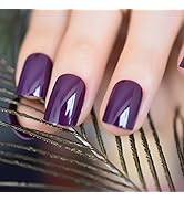 CoolNail Dark Violet False Fake Nail Tips Deep Purple Acrylic UV Nails Art Decoration Round Squar...