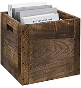 Wood Decorative Storage Cube Boxes with Handles, Rustic Brown Large Storage Baskets For Shelves, ...