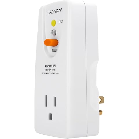 GFCI Adapter 15 Amp 3 Prongs Grounded, 5 Years Warranty, GFCI Plug Portable Plug-in...