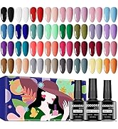 JODSONE 35 PCS Gel Nail Polish Set Gel Nail Kit with 32 Colors Gel polish Kit Base Coat No Wipe T...