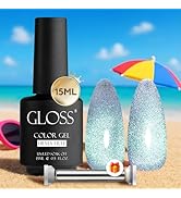 GLOSS Cat Eye Gel Nail Polish | Blue Lagoon 15ml Hema-Free Holographic Glitter gel Varnish, Cryst...