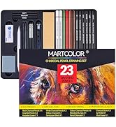 MARTCOLOR Colored Charcoal Pencils Drawing Set, 23 Pack Pro Sketch Pencils Kit - Pastel Chalk Pen...
