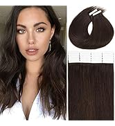 Anrosa Tape in Hair Extensions Human Hair Natural Black Fashion Color Pre-taped Real Remy Tape in...