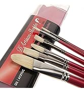 Oil Acrylic Paint Brushes Set. 100% Natural Chungking Hog Hair Bristle in Portable Organizer Plas...