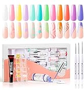 Gellen Pastel Gel Nail Polish Set, 12 Colors Soft Gel Nail Art Polish for UV Light Soft Liner Nai...