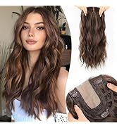 EMMOR 20 Inch Wavy Hair Toppers,Premium Synthetic Long Curly Hairpieces with 6