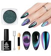 beetles Cat Eye Chrome Nail Powder Set 2 In 1 Metallic Mirror Effect Chameleon Galaxy Glitter Gel...
