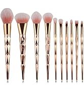 Tenmon 10 Pcs Rose Gold Makeup Brush Set Professional Unicorn Shiny Gold Diamond Makeup Brush Set...
