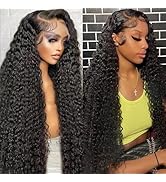 ALSZIQIHR 13X6 HD Curly Lace Front Wigs Human Hair Pre Plucked with Baby Hair 180% Density Brazil...