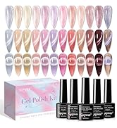 SUPWEE Crystal Cat Eye Gel Nail Polish 12 Colors Cateye Magnetic Nail Polish Gel Silver Nude Pink...