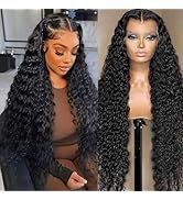 Deep Wave Lace Front Wigs Human Hair 13x6 HD Transparent Lace Frontal Curly Human Hair Wigs for W...