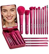BS-MALL Travel Makeup Brush Set Foundation Powder Concealers Eye Shadows Makeup Set with LED ligh...