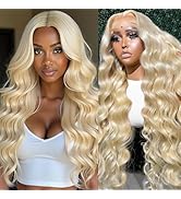MARUOL 613 Lace Front Wig Human Hair 200 Density Blonde Body Wave Lace Front Wigs 613 Colored 24 ...