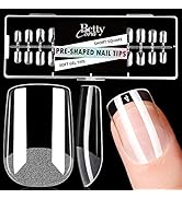 Short Gel x Nail Tips, BettyCora Square Nail Tips 240Pcs Pre-buff Soft Gel Nail Tips for Nail Ext...