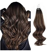 ABH AmazingBeauty Hair 14 Inch Microlink Hair Extensions Human Hair Balayage Darkest Brown to Che...