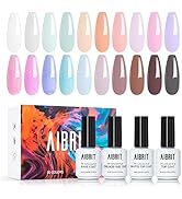 AIBRIT Gel Nail Polish Set 24 Pack with Gel Strengthener Coat, Base Coat and No Wipe Glossy & Mat...