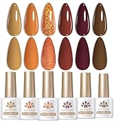 Born Pretty Fall Winter Gel Nail Polish Cozy Campfire Autumn Gel Polish Set Red Caramel Orange Br...