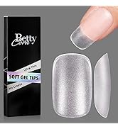 Short Square Nail Tips, BettyCora Upgraded Matte Soft Gel x Nail Tips Full Matte Oval Nail Tip 30...