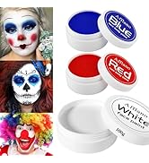Afflano Blue Body Paint 4th of July Face Painting 200g, Joker Clown Makeup Red White and Blue Fac...