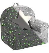 MOMCAYWEX Lillte Star Kids Sofa with Star Throw Pillow, High Back Toddler Chair Glow in The Dark ...