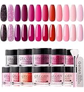Gellen 12 Colors Dip Powder Set, Red Dip Powder Colors Long Lasting Quick Drying Glossy Glitter P...
