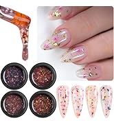 Fcozpjk Dried Flowers Gel Nail Polish, 4 Colors Flower Gel Nail Polish Soak Off UV/LED Nail Polis...