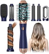 Blow Dryer Brush, 6 in 1 Detachable Rotating Hair Dryer Brush Curling Wand, Upgrade Negative Ioni...