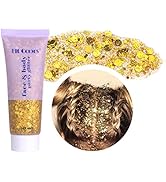 Mermaid Sequins Face Body Glitter Gel, Holographic Chunky Glitter Gel for Body, Hair, Face, Nail,...