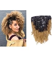 Anrosa Kinkys Curly Clip in Hair Extensions Human Hair 3C 4A Afro Kinky Curly Clip ins Natural Ha...