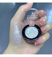 Afflano Shimmery White Glitter Eyeshadow, Highly Pigmented Single White Eyeshadow Sparkly Eye Mak...