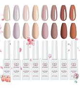 Arousar Gel Polish, 8 Colors Nude Pink Skin Tones Starter Kit, All Seasons Neutral Brown Soak Off...