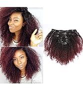 Anrosa Kinkys Curly Clip in Hair Extensions Human Hair 3C 4A Afro Kinky Curly Clip ins Natural Ha...