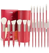 LULUCOLORS 18 pcs Makeup Brush sets - Makeup Brush Set with Wooden Handle - Includes Foundation, ...