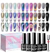 SUPWEE Magnetic Cat Eye Gel Nail Polish Set 12 Colors Cateye Gel Polish with Magnetic Stick Chame...