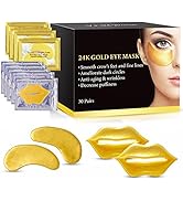 Eye Lip Mask Set -20pcs Under Eye Patches ,10pcs Gold Collagen Lip Mask -24K Gold Crystal Eye Lip...