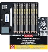 PANDAFLY Drawing Sketching Pencil Set, 20 Piece Pro Art Pencil Sketch Kit, Graphite Pencils (14B-...