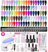 beetles 85 Pcs Spring Gel Nail Polish Kit with UV Light - 35 Colors All in One Manicure Kit, Trav...