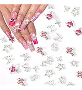 Vodolo 30Pcs Y2K Nail Charms for Nails Accessories,3D Metal Star Nail Charms for Nails Design Nai...
