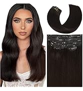 Anrosa Ultra Seamless Clip in Hair Extensions real Human Hair 14Inch 7 Pcs 110G Clip ins Natural ...