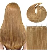 Anrosa Natural Hair Real Tape in Human Hair Extensions Color 27 Strawberry Blonde Seamless PU Ski...