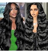 ROYAL IMPRESSION 28 Inch Body Wave Lace Front Wigs Human Hair 200% Density 13x4 HD Transparent Fu...