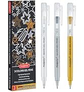 PANDAFLY Gold Silver White Gel Pens, 1mm Fine Point Opaque Archival Ink Pen for Journaling, Art, ...