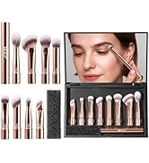 BEILI Travel Eye Makeup Brushes Set 8pcs Removable Double Sided Makeup Brush with Mirror Box & Re...