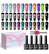 SUPWEE Cat Eye Gel Nail Polish Set - 12 Colors 9D Magnetic Nail Polish Gel Galaxy Cateye Nail Gel...