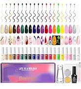 Beetles Gel Polish Nail Art Liner Gel Nail Polish 21Colors Glitter Pink Gold Green Gel Polish Gre...