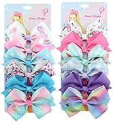 12Pcs/Set Kalolary Hair Bows Alligator Clips for Girls Gift, 5 Inches Unicorn Grosgrain Ribbon Ha...