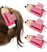 Vodolo 3Pcs Back To School Pencil Hair Claw Clips,Funny First Day of School Hair Clip,Cute Bow Ha...