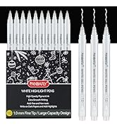 PANDAFLY White Gel Pens, 10Pack, 1 mm Fine Point White Gel Pens for Art Highlight & Artists Drawi...