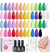 Beetles Summer Gel Nail Polish Set, 25 Colors Bright Gel Polish Kit 32 PCS Nude White Black Pink ...