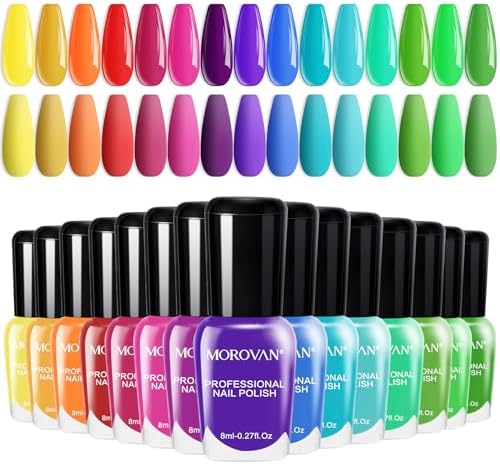 Morovan 15 Bright Color 0.27oz Air Quick Dry Nail Polish Gift Set for Women